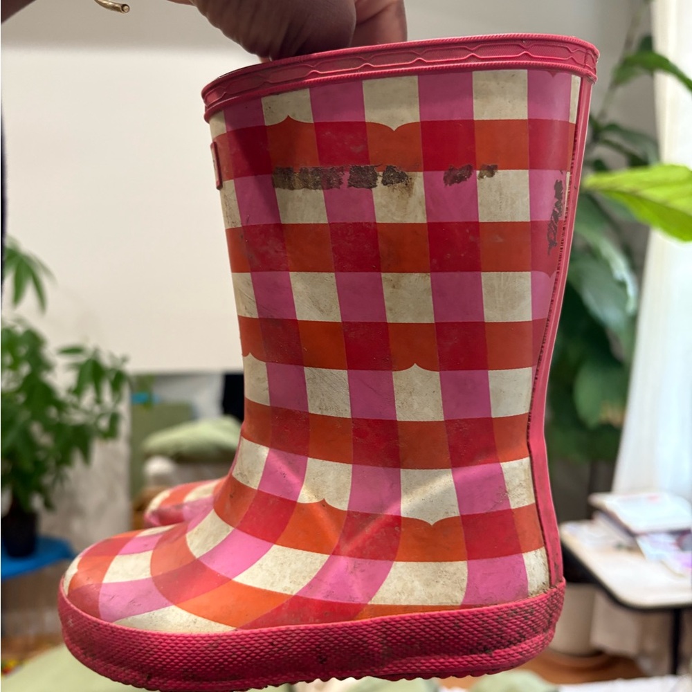 Hunter Pink and Orange Rain Boots